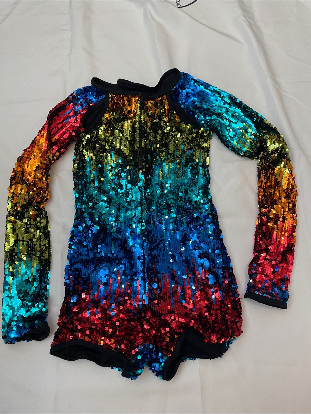 Sequin Multi Color Kids Dance Costume LC Romper includes magazine and scrunchie